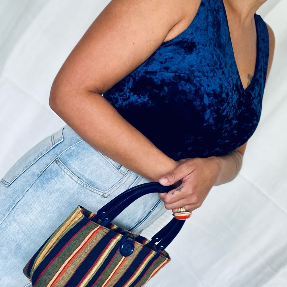 Blue marbled velvet New directions top